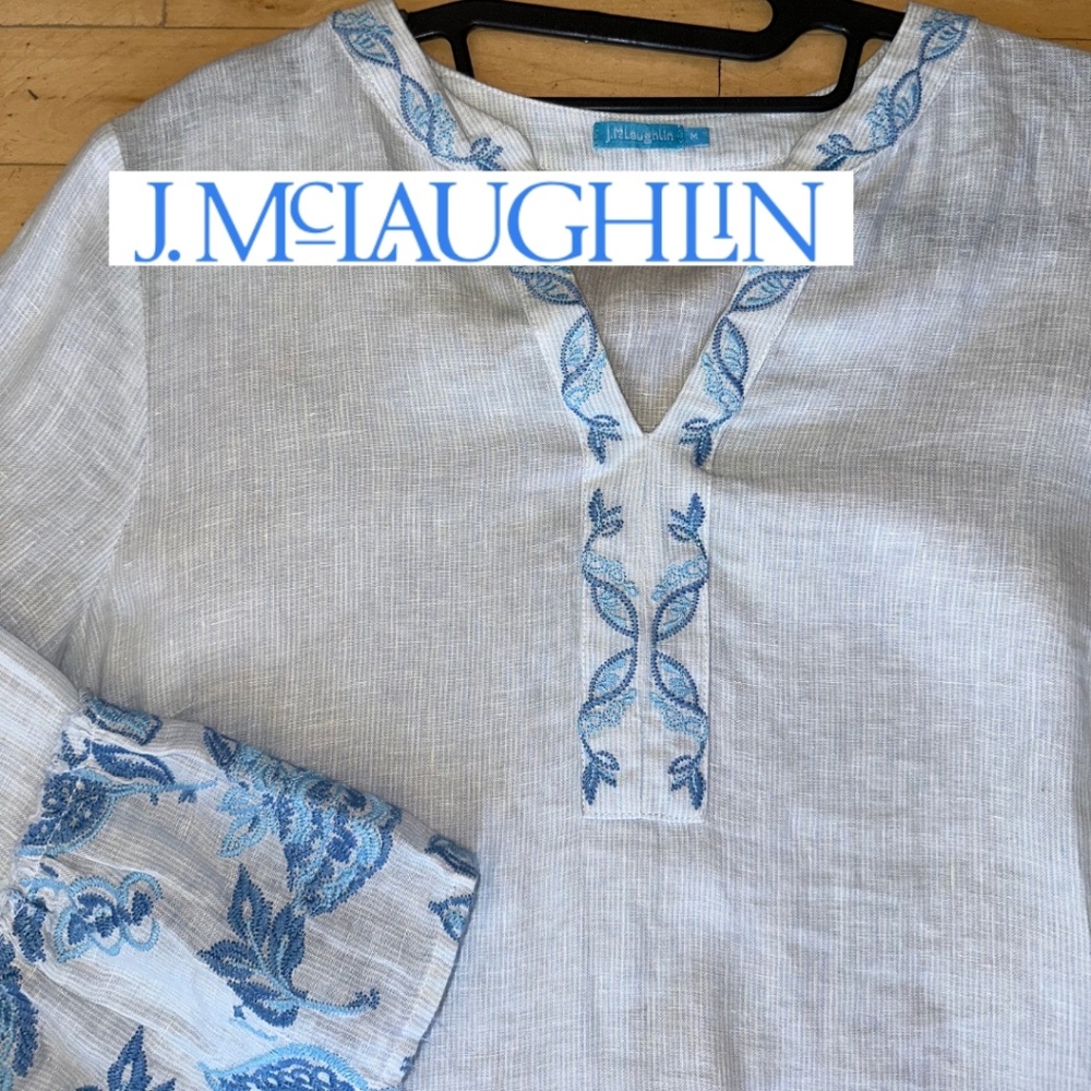 J. McLaughlin linen  tunic / top,  Med,.  L1042